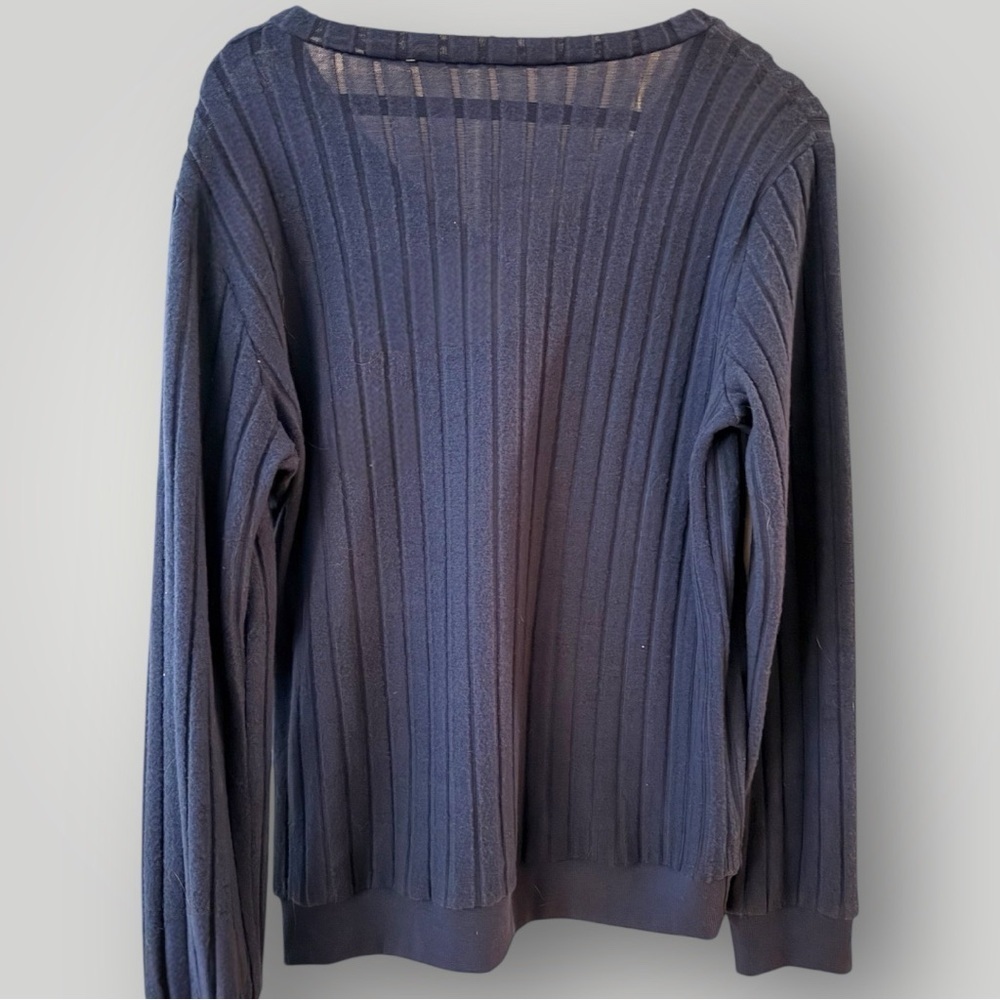 Source Unknown V-Neck Ribbed Sweater - Blue - Picture 2 of 4